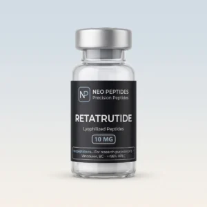 NEO Peptides Retatrutide 10mg research peptide vial, lyophilized powder, neopeptide.ca