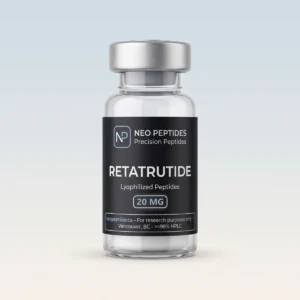NEO Peptides Retatrutide 20mg research peptide vial, lyophilized powder, neopeptide.ca