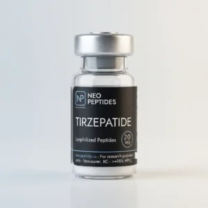 NEO Peptides Tirzepatide 20mg research peptide vial, lyophilized powder, neopeptide.ca